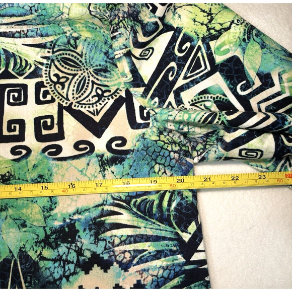 Lightweight Tropical Zip-Up Jacket CHICOs Size 1‎ (Large) Green Abstract Pattern - Picture 6 of 7